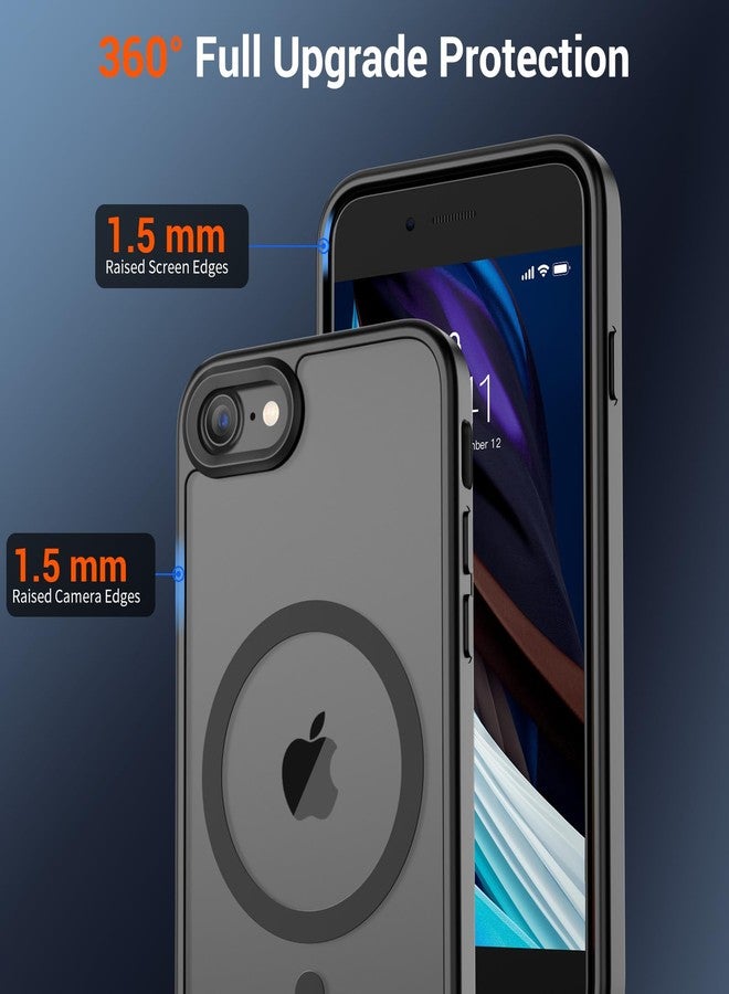 SUPFINE Magnetic for iPhone SE Case 2022 (3rd)/2020 (2nd), iPhone 8 Case (Compatible with MagSafe) (Military Grade Drop Protection) Translucent Matte Phone Cover,Black - Image 4